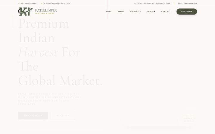 Screenshot of kateelimpex.com