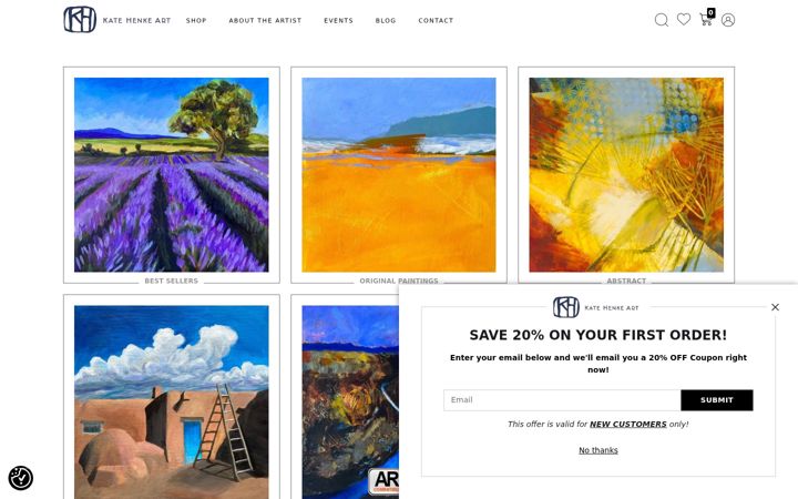 Screenshot of katehenkeart.com