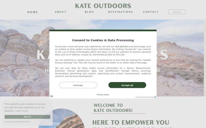 Screenshot of kateoutdoors.com