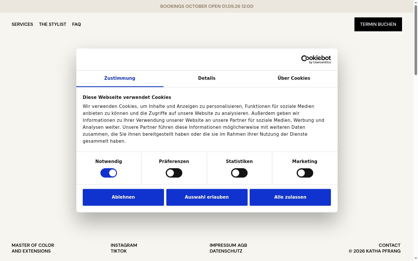 Screenshot van de toestemmingsbanner zoals getoond vóór enige interactie