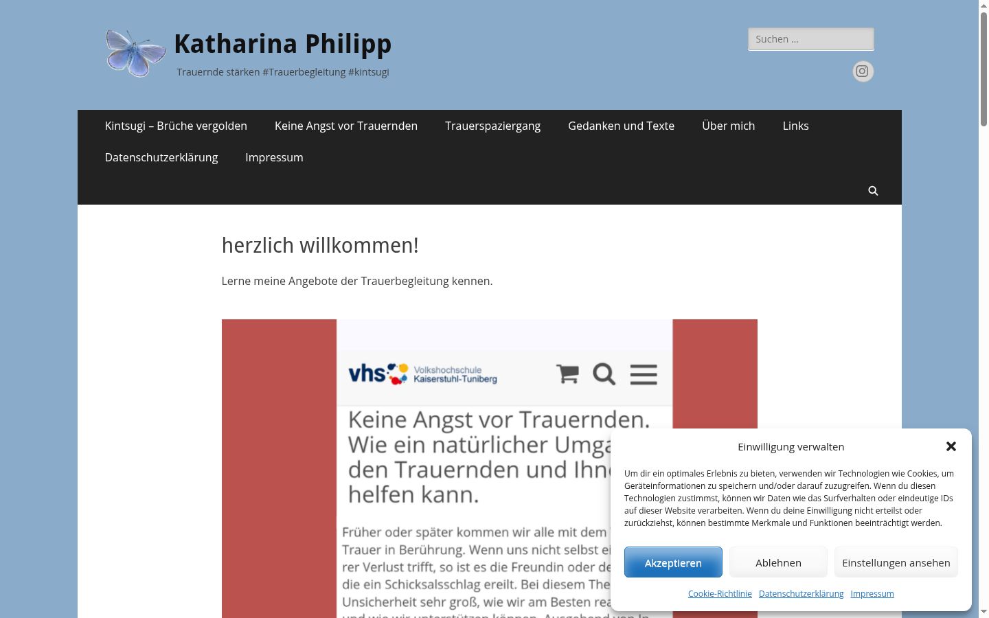Screenshot des Einwilligungsbanners vor jeglicher Interaktion