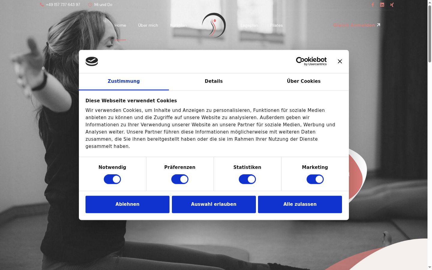 Captura de ecrã do banner de consentimento apresentado antes de qualquer interação