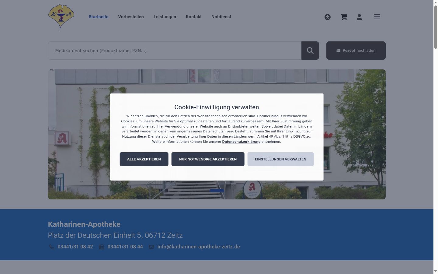 Screenshot of the consent banner shown before any interaction