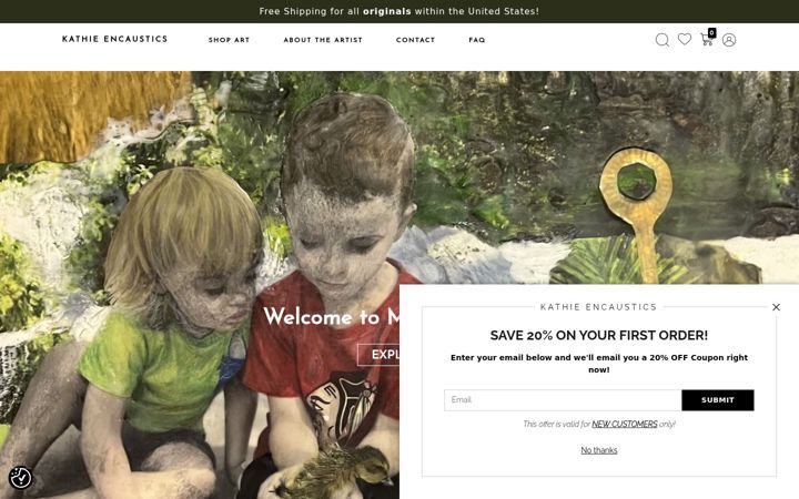 Screenshot of kathieencaustics.com