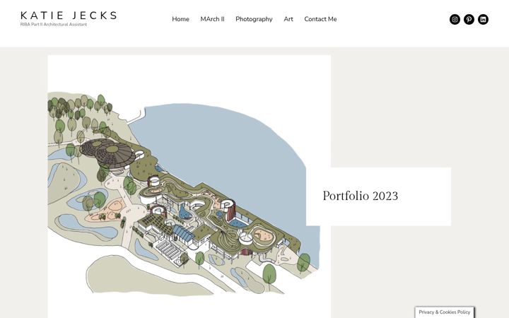 Screenshot of katiejecks.co.uk