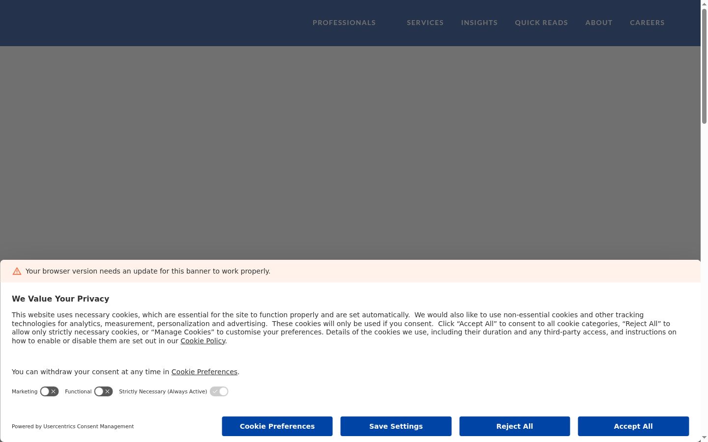 Screenshot of the consent banner shown before any interaction