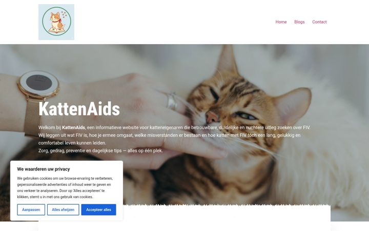 Screenshot of kattenaids.nl