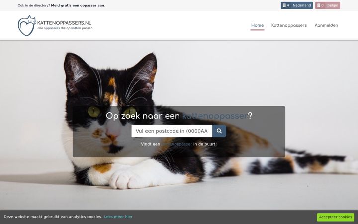 Screenshot of kattenoppassers.nl