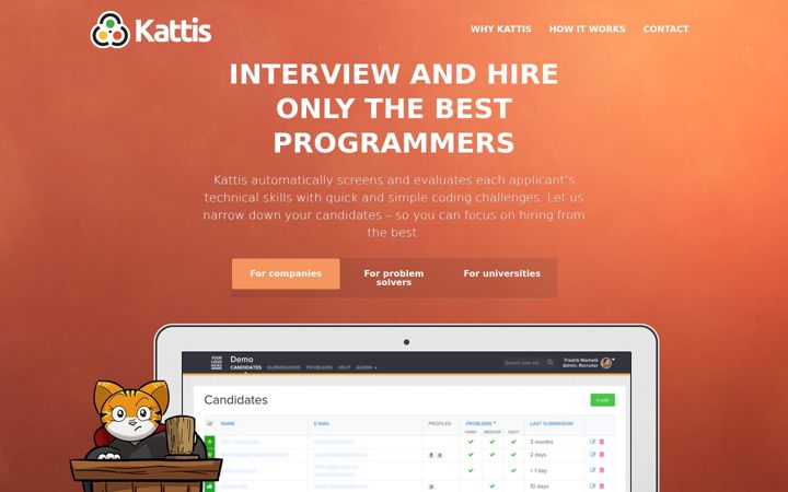 Screenshot of kattis.com