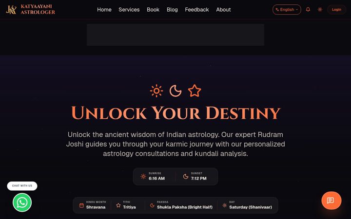 Screenshot of katyaayaniastrologer.com