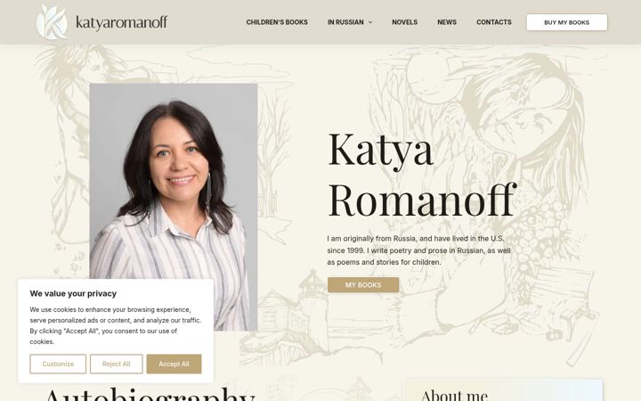 Screenshot of katyaromanoff.com