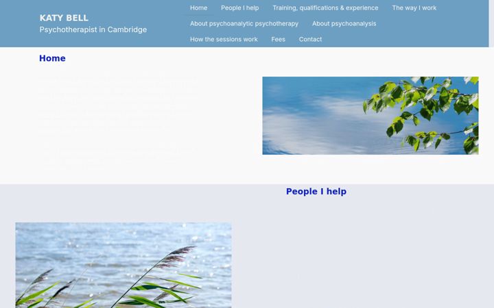 Screenshot of katybellpsychotherapy.co.uk