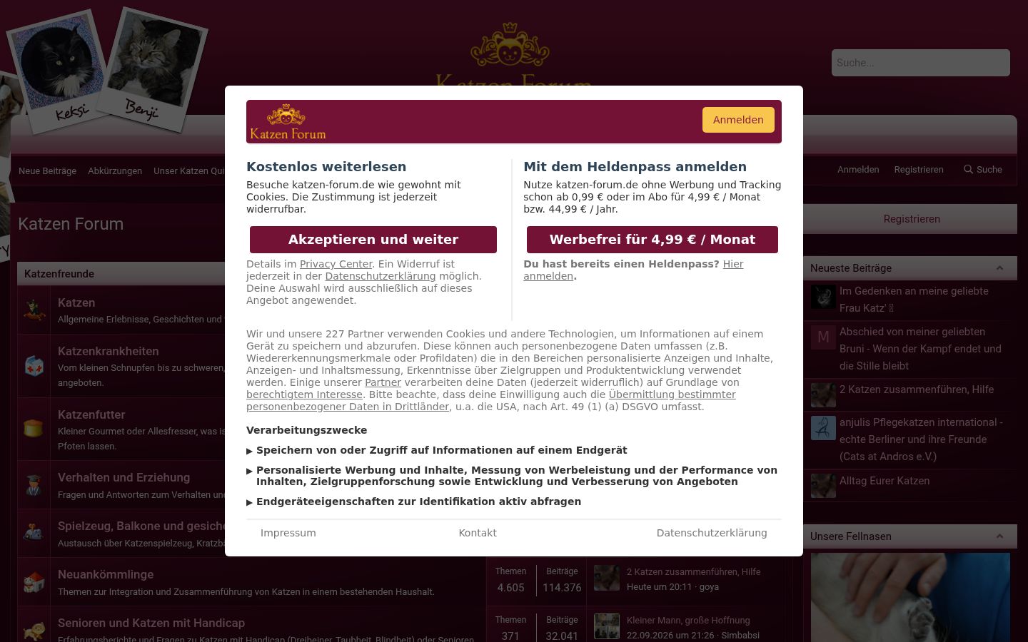 Screenshot del banner di consenso mostrato prima di qualsiasi interazione