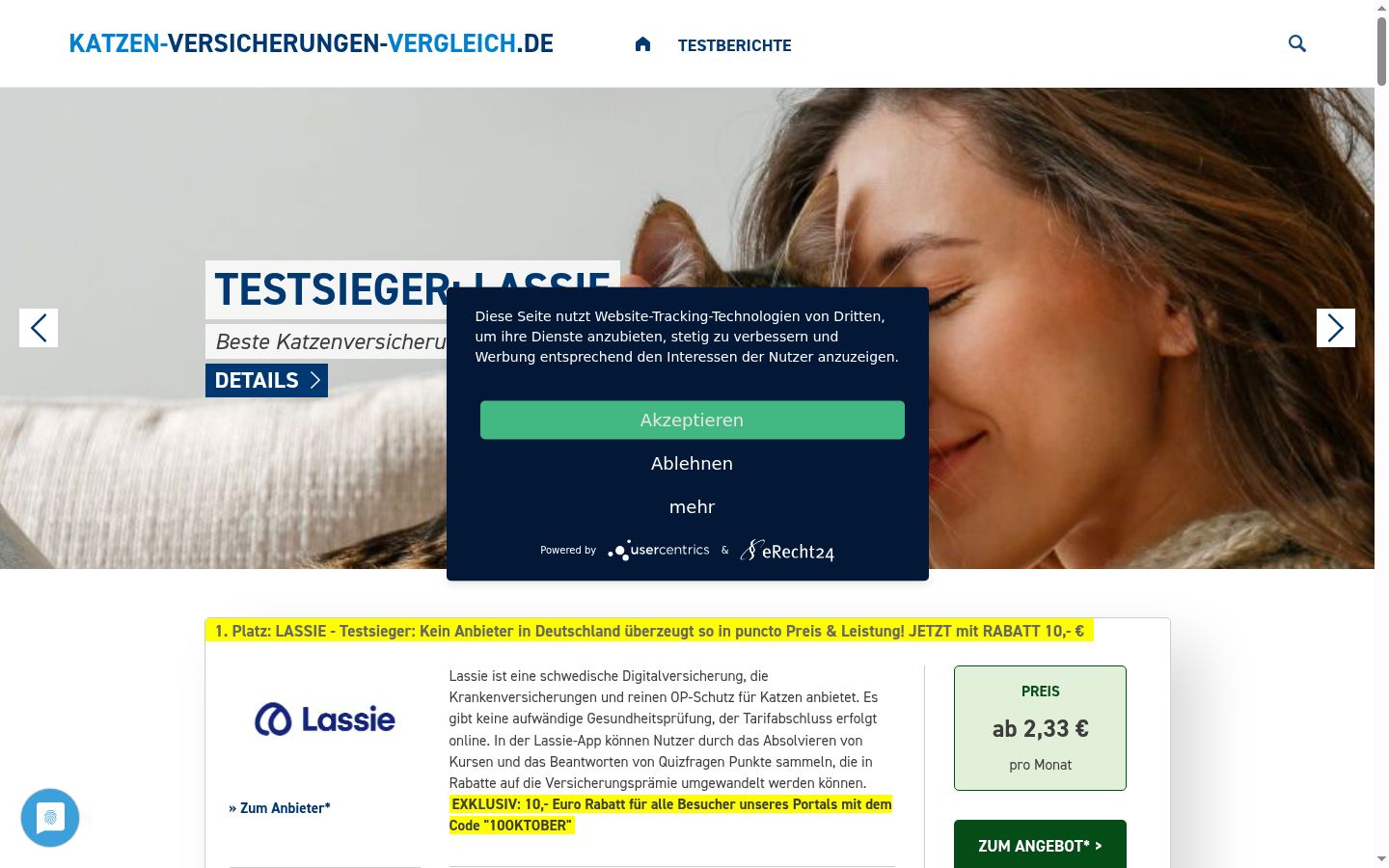 Skærmbillede af samtykkebanneret, som det blev vist før nogen interaktion