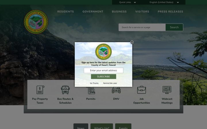 Screenshot of kauai.gov
