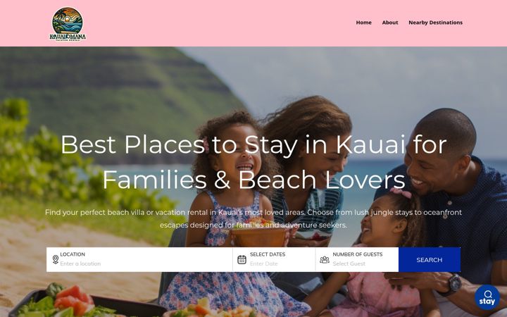 Screenshot of kauaiohanavacationrentals.com