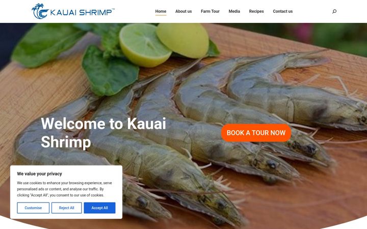 Screenshot of kauaishrimp.com
