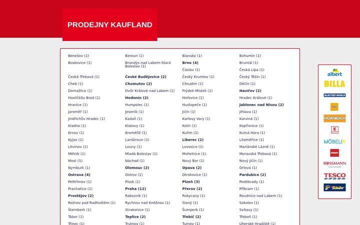 Screenshot of kaufland-prodejny.cz
