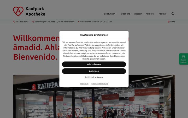 Screenshot of kaufpark-apotheke.de