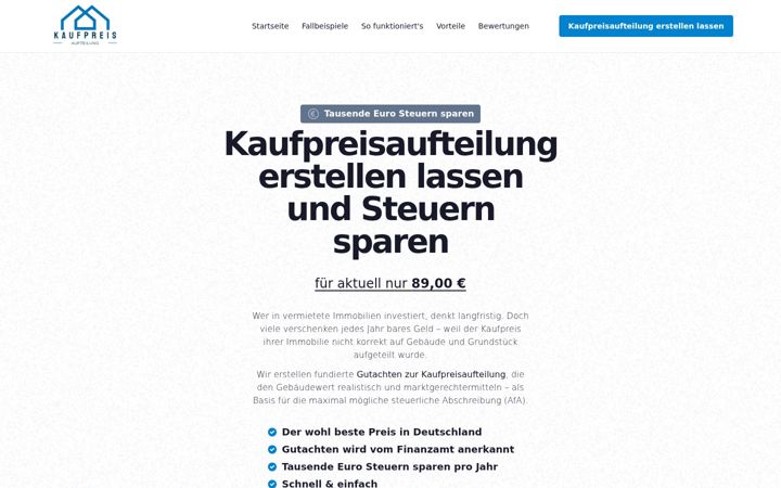 Screenshot of kaufpreisaufteilung-online.de
