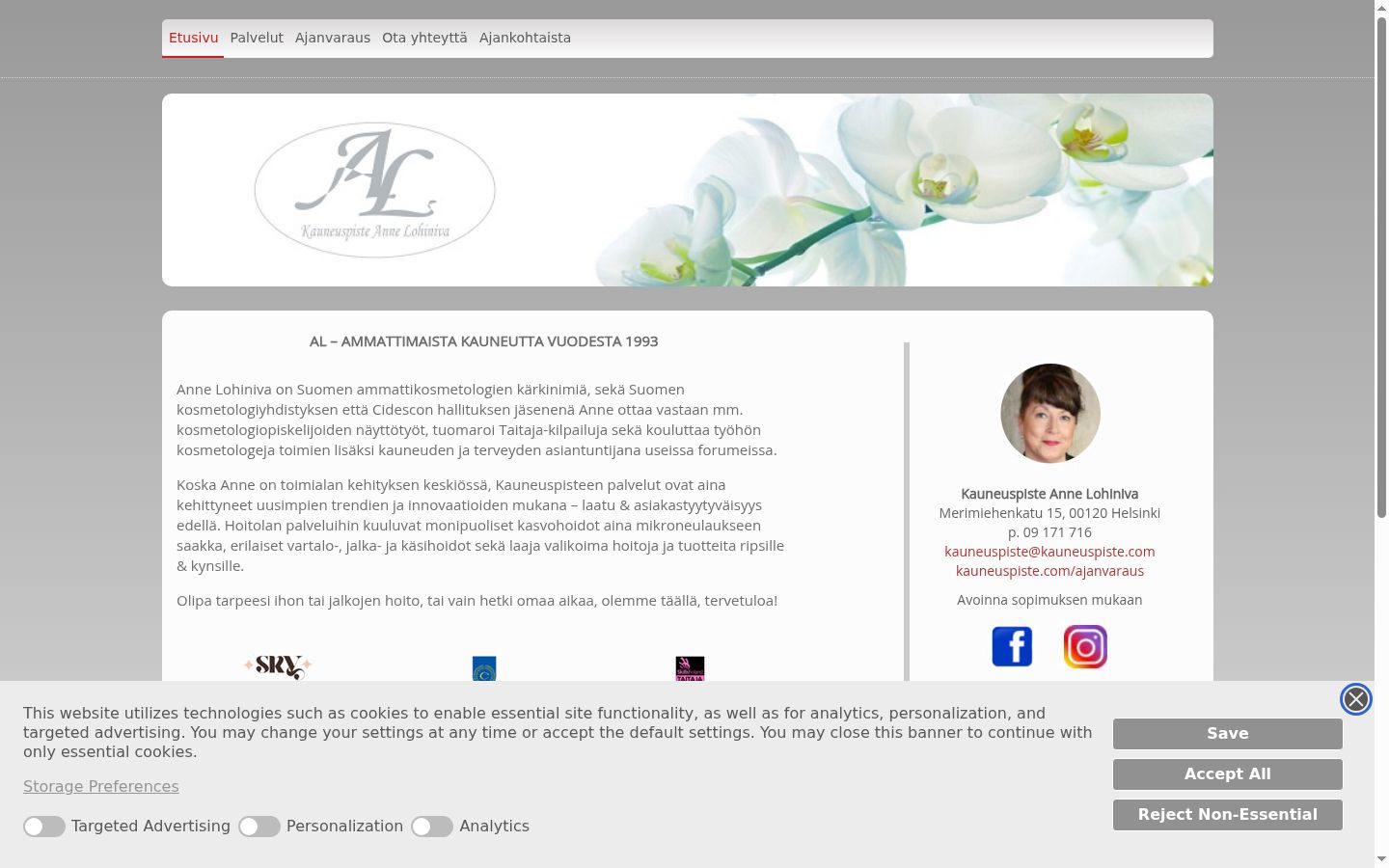 Captura de ecrã do banner de consentimento apresentado antes de qualquer interação