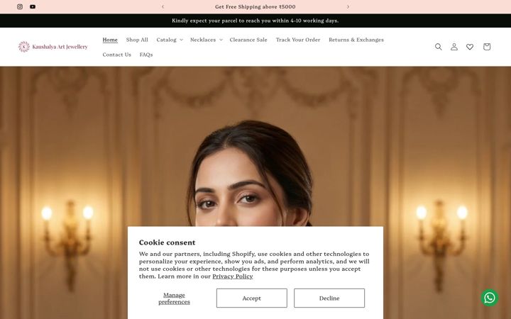Screenshot of kaushalyaartjewellery.com