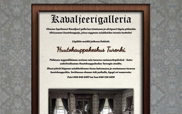 Capture d'écran de kavaljeerigalleria.fi