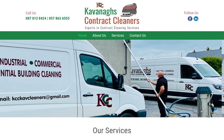 Screenshot of kavanaghscontractcleaners.com