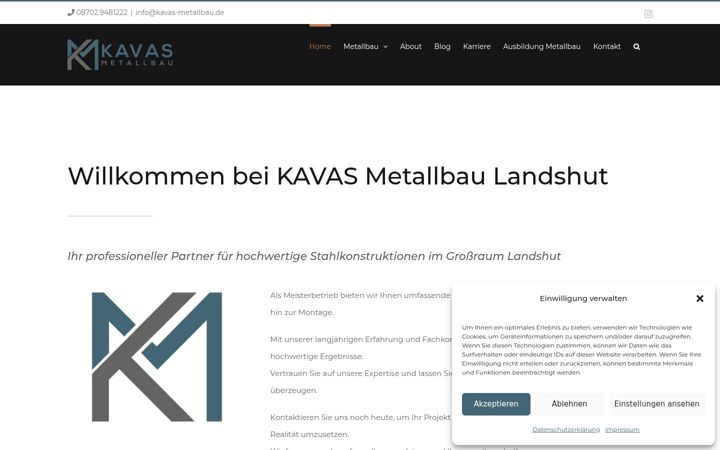 Screenshot of kavas-metallbau.de