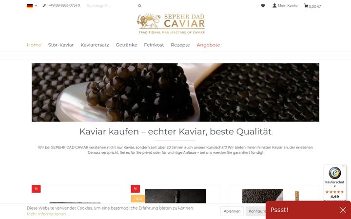 Screenshot of kaviar.de