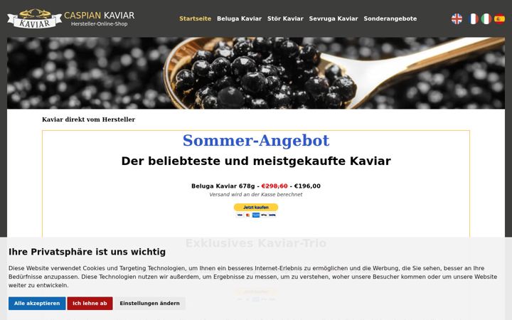 Screenshot of kaviarbeluga.de