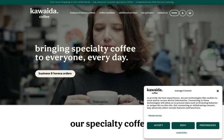 Screenshot of kawaidacoffee.com