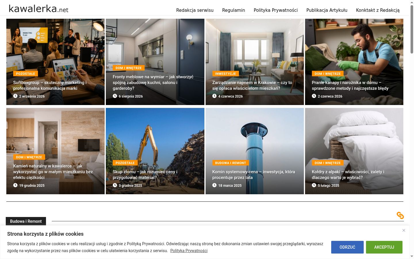 Zrzut ekranu banera zgody wyświetlanego przed jakąkolwiek interakcją