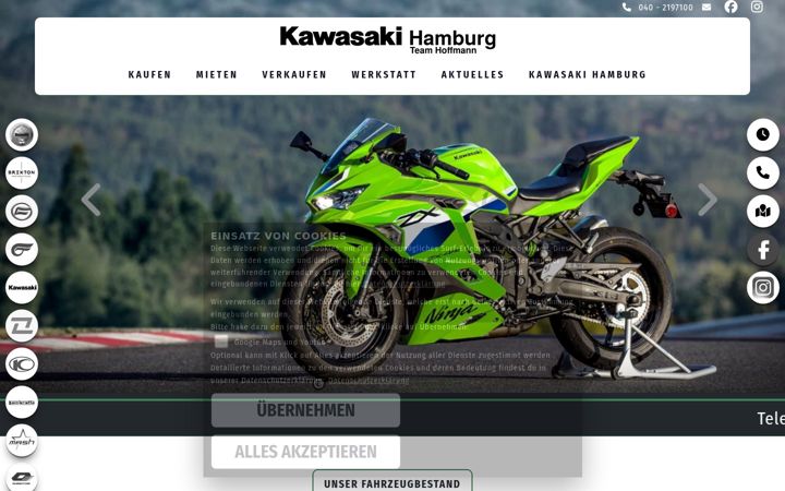 Screenshot of kawasaki-hamburg.de