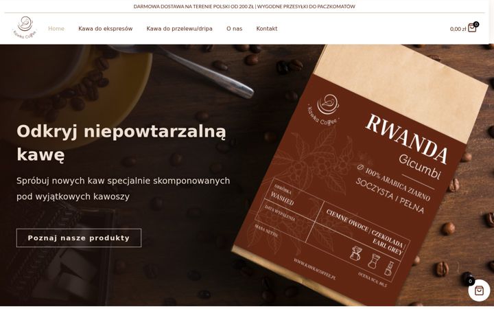 Snímek obrazovky kawkacoffee.pl