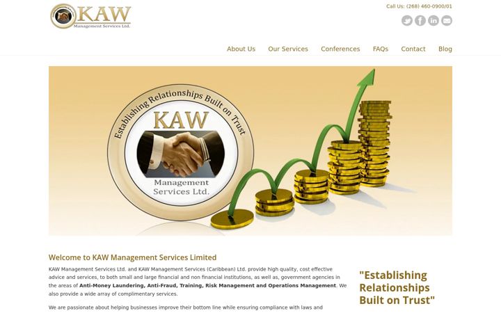 Screenshot of kawmanagement.com