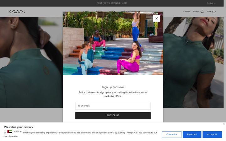 Screenshot of kawnwear.com