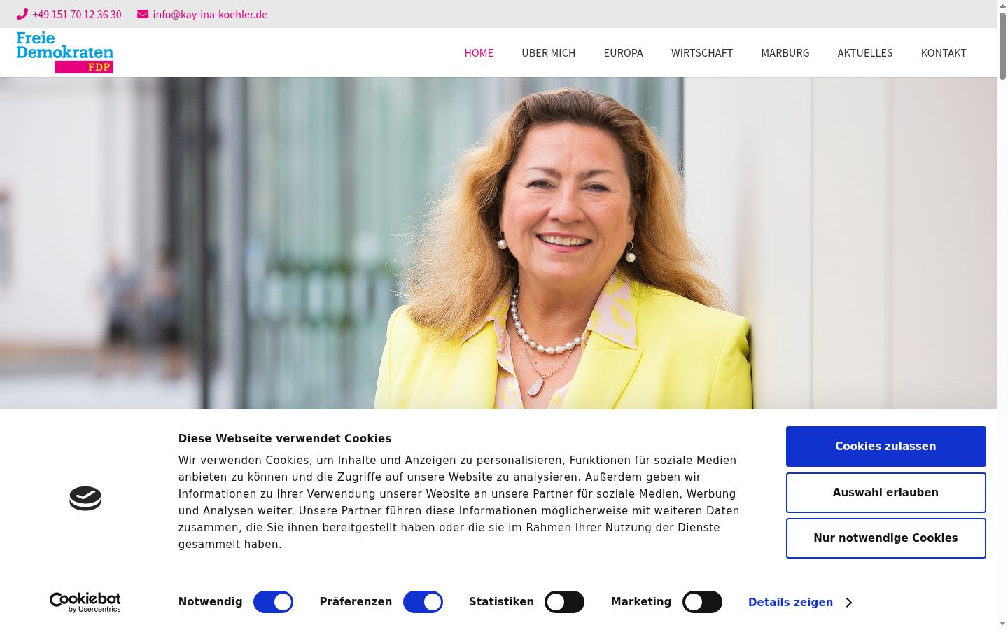 Capture d'écran de la bannière de consentement affichée avant toute interaction