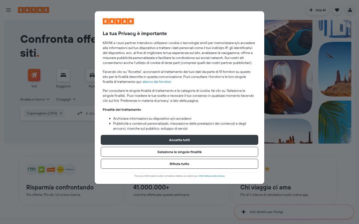 Screenshot of kayak.it