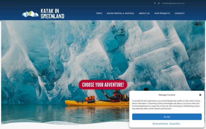 Screenshot of kayakingreenland.com