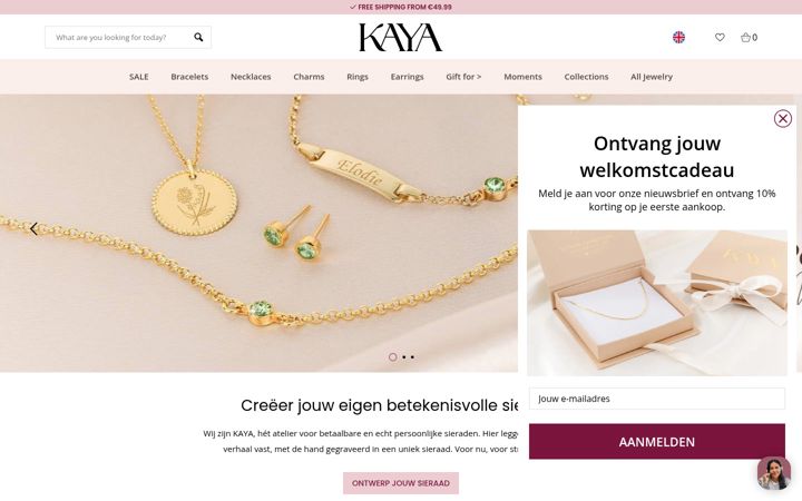 Screenshot of kayasieraden.nl