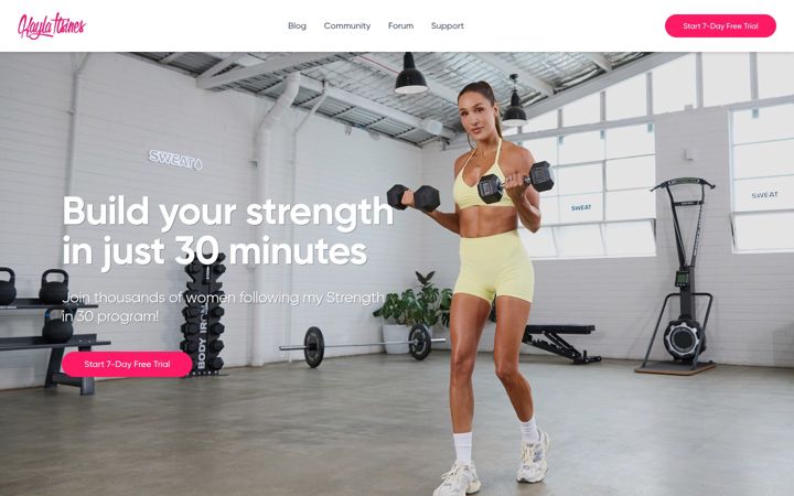 Screenshot of kaylaitsines.com