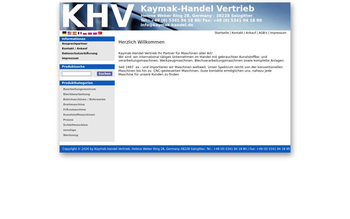 Screenshot of kaymak-handel.com