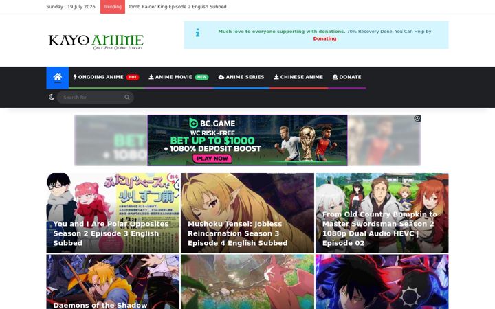 Screenshot of kayoanime.com