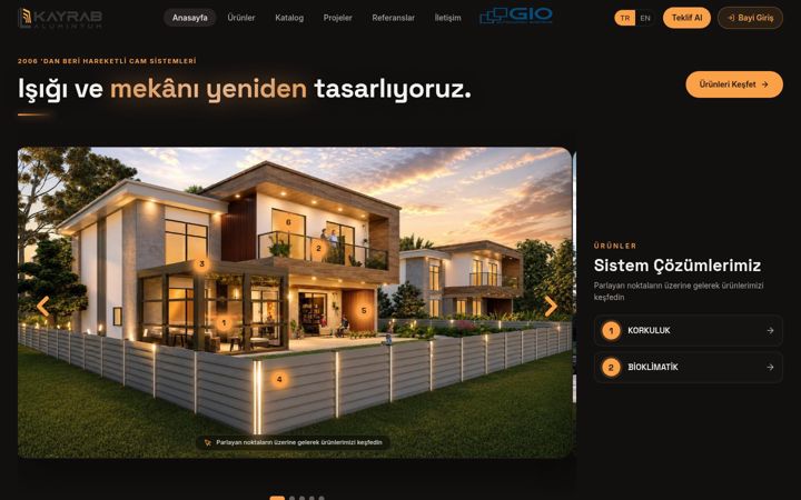 Screenshot of kayraaluminyum.com