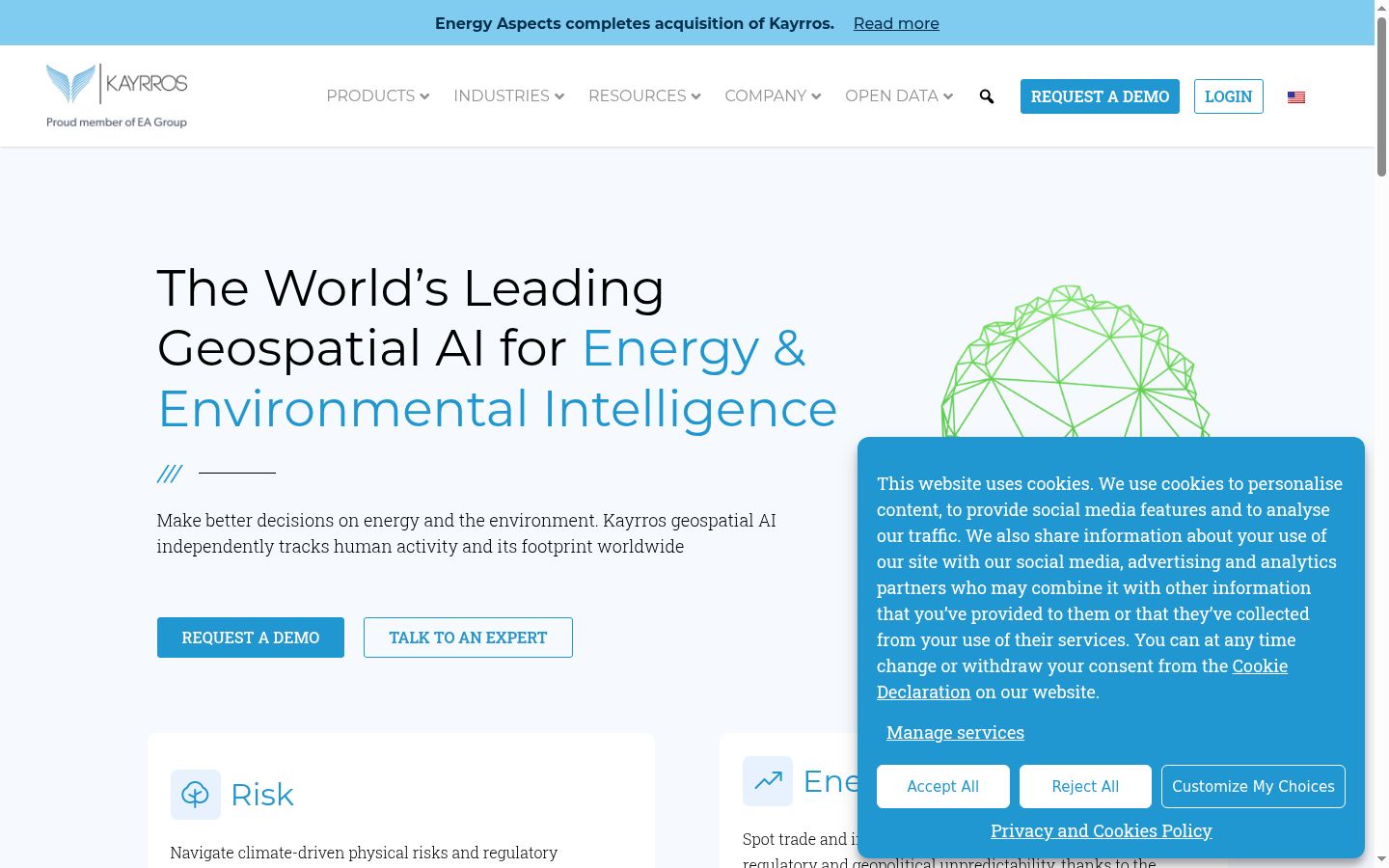 Screenshot of the consent banner shown before any interaction