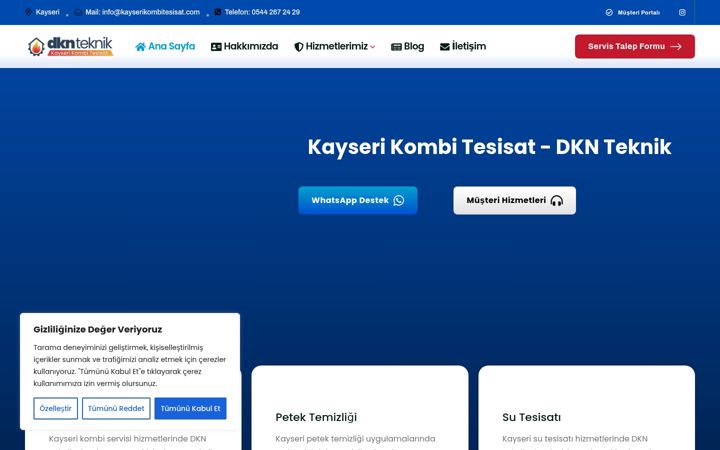 Screenshot of kayserikombitesisat.com