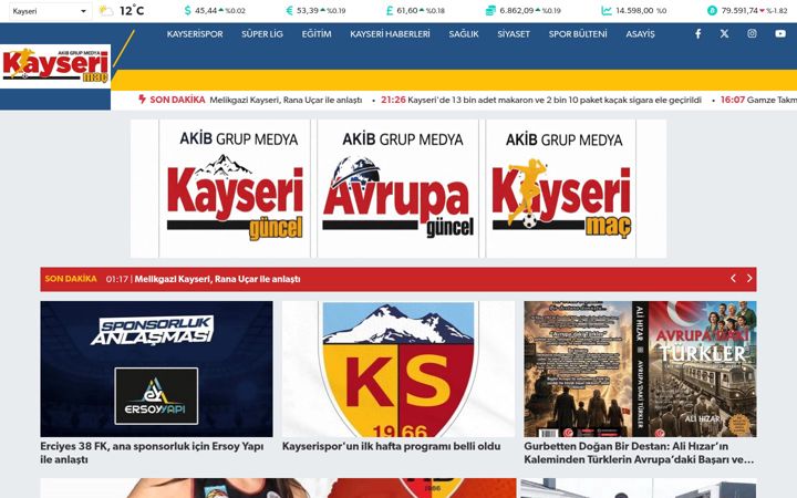 Screenshot ta' kayserimac.com.tr