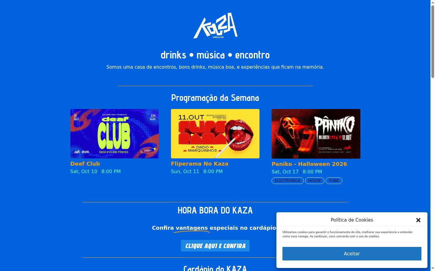 Captura de pantalla del banner de consentimiento mostrado antes de cualquier interacción