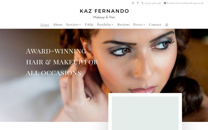 Screenshot of kazfernandomakeup.co.uk